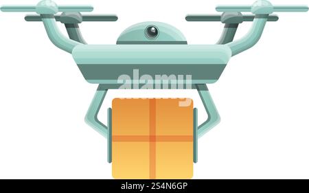 Drone parcel delivery icon. Cartoon of drone parcel delivery vector icon for web design isolated on white background. Drone parcel delivery icon, cartoon style Stock Vector