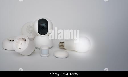 smart home automation devices remote control isolated on white background Stock Photo