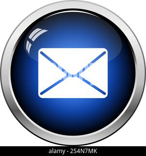 Mail Icon. Glossy Button Design. Vector Illustration. Stock Vector
