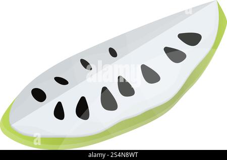 Soursop slice icon. Cartoon of soursop slice vector icon for web design isolated on white background. Soursop slice icon, cartoon style Stock Vector