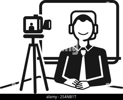 Live tv icon. Simple illustration of live tv vector icon for web design isolated on white background. Live tv icon, simple style Stock Vector