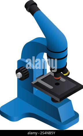 Blue microscope icon. Isometric of blue microscope vector icon for web design isolated on white background. Blue microscope icon, isometric style Stock Vector