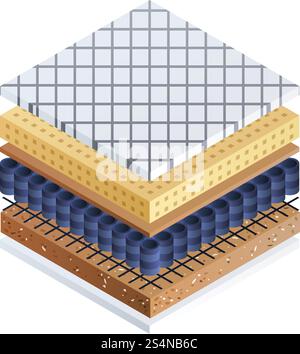 Mattress icon. Isometric of mattress vector icon for web design isolated on white background. Mattress icon, isometric style Stock Vector