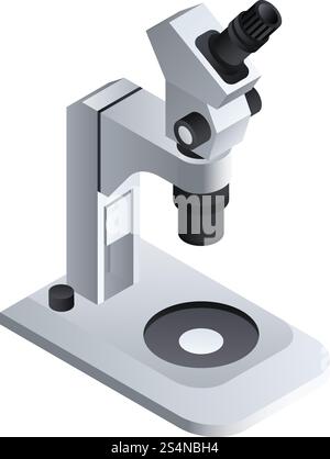 Microscope icon. Isometric of microscope vector icon for web design isolated on white background. Microscope icon, isometric style Stock Vector