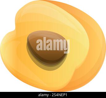 Half eco apricot icon. Cartoon of half eco apricot vector icon for web design isolated on white background. Half eco apricot icon, cartoon style Stock Vector