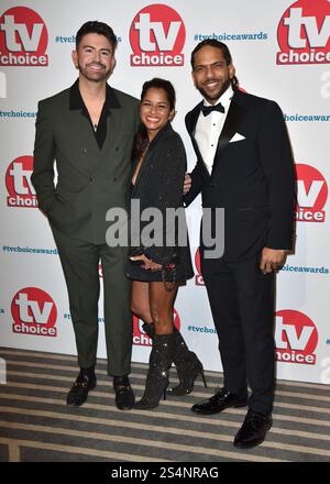 Iwan Carrington, Dilly Carter and Robert Bent attends the TV Choice Awards 2024, at the London Hilton on Park Lane in London, England. UK. Monday 12th February 2024 Stock Photo