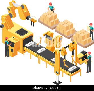 Robots and people - line design style icons set Stock Vector Image ...