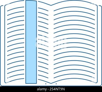 Open Book With Bookmark Icon. Thin Line With Blue Fill Design. Vector Illustration. Stock Vector