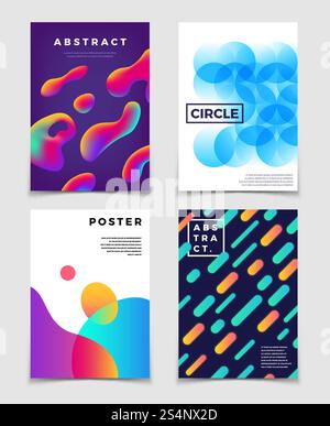 Modern colorful abstract backgrounds with dynamic shapes. Music cover and poster vector design. Gradient dynamic colored trendy, graphic color flyer cover illustration. Modern colorful abstract backgrounds with dynamic shapes. Music cover and poster vector design Stock Vector