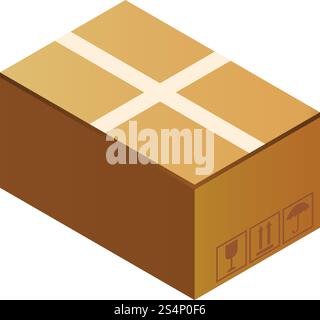 Postal parcel box icon. Isometric of postal parcel box vector icon for web design isolated on white background. Postal parcel box icon, isometric style Stock Vector