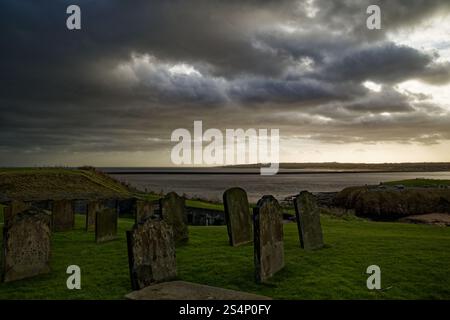 Stormy skies over the mouth of the Tyne, Tynemouth, Newcastle, England. Stock Photo