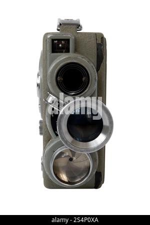 old 8mm movie camera on white background. Old 8mm camera Stock Photo