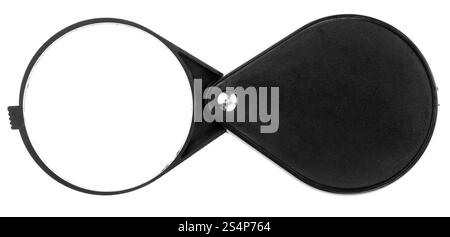 black folding magnifier loupe isolated on white Stock Photo - Alamy