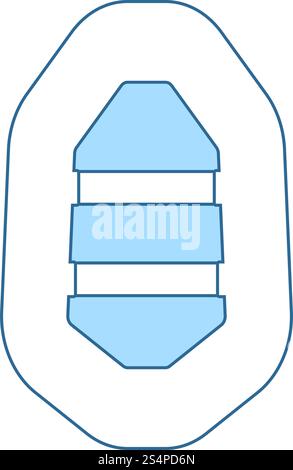 Icon Of Rubber Boat. Thin Line With Blue Fill Design. Vector Illustration. Stock Vector