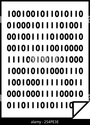 Sheet With Binary Code Icon. Outline Simple Design. Vector Illustration. Stock Vector