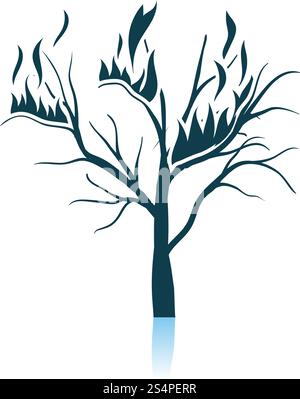 Wildfire Icon. Shadow Reflection Design. Vector Illustration. Stock Vector