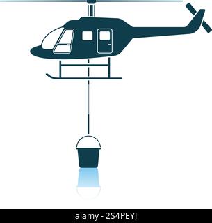 Fire Service Helicopter Icon. Shadow Reflection Design. Vector Illustration. Stock Vector