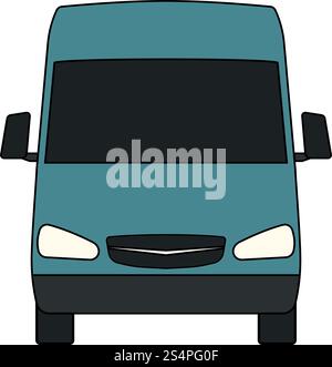 Van Icon. Outline With Color Fill Design. Vector Illustration. Stock Vector