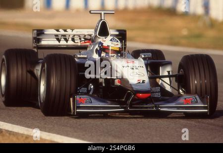 British F1 racing driver David Coulthard on McLaren Mercedes, 1999 Stock Photo