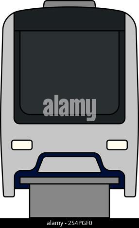 Monorail Icon. Outline With Color Fill Design. Vector Illustration. Stock Vector