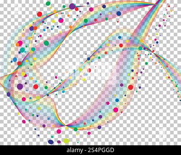 Colourful lines background with transparency grid on back. Vector Illustration. Stock Vector