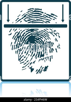 Fingerprint Scan Icon. Shadow Reflection Design. Vector Illustration. Stock Vector