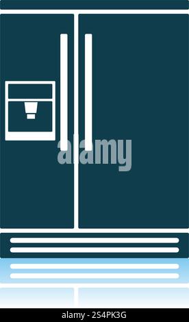 Wide Refrigerator Icon. Shadow Reflection Design. Vector Illustration. Stock Vector