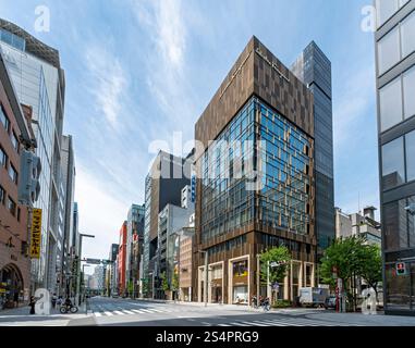 Main street of the Ginza shopping district, Tokyo, Japan Stock Photo