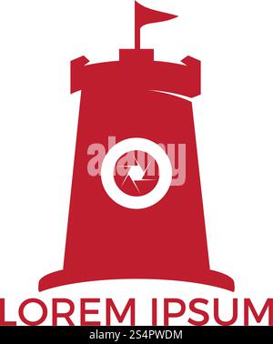 Fort Camera Logo Design. Castle Camera Logo Design Template. Stock Vector