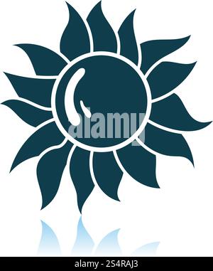 Sun Icon. Shadow Reflection Design. Vector Illustration. Stock Vector
