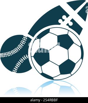 Sport Balls Icon. Shadow Reflection Design. Vector Illustration Stock ...
