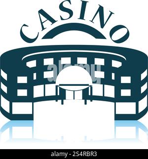 Casino Building Icon. Shadow Reflection Design. Vector Illustration. Stock Vector