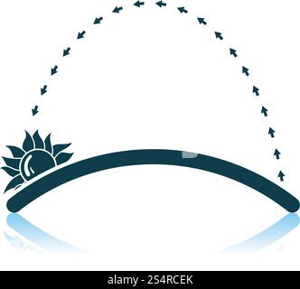 Sunset Icon. Shadow Reflection Design. Vector Illustration. Stock Vector