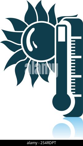 Summer Heat Icon. Shadow Reflection Design. Vector Illustration. Stock Vector