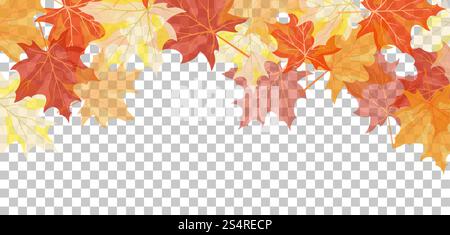 Falling maple leaves with transparency grid on back. Vector Illustration. Stock Vector