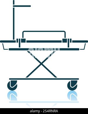 Medical Stretcher Icon. Shadow Reflection Design. Vector Illustration. Stock Vector