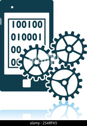 Mobile Development Icon. Shadow Reflection Design. Vector Illustration. Stock Vector