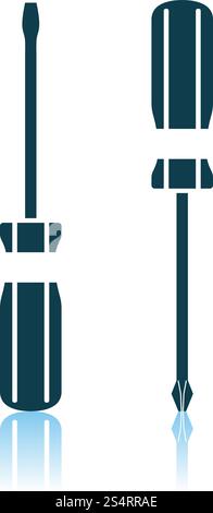 Screwdriver Icon. Shadow Reflection Design. Vector Illustration. Stock Vector