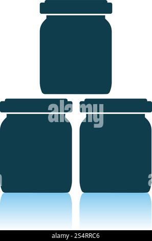 Baby Glass Jars Icon. Shadow Reflection Design. Vector Illustration. Stock Vector