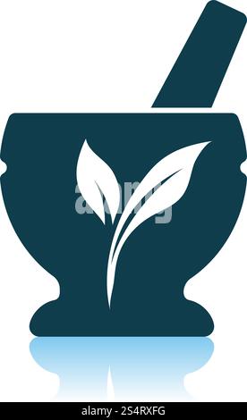 Spa Mortar Icon. Shadow Reflection Design. Vector Illustration. Stock Vector