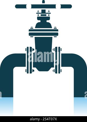 Icon Of Pipe With Valve. Shadow Reflection Design. Vector Illustration ...