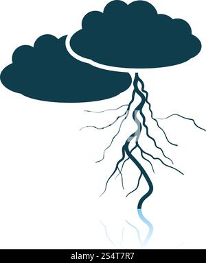 Clouds And Lightning Icon. Shadow Reflection Design. Vector Illustration. Stock Vector