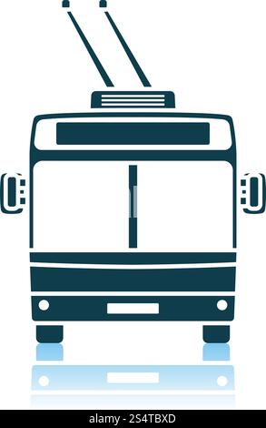 Trolleybus Icon Front View. Shadow Reflection Design. Vector Illustration. Stock Vector