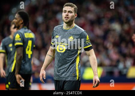 Madrid, Espagne. 23rd Oct, 2024. Gabriel GUDMUNDSSON of Lille during the UEFA Champions League, League Phase MD3 football match between Atletico de Madrid and Losc Lille on 23 October 2024 at Riyadh Air Metropolitano stadium in Madrid, Spain - Photo Matthieu Mirville/DPPI Credit: DPPI Media/Alamy Live News Stock Photo