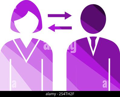 Corporate Interaction Icon. Flat Color Ladder Design. Vector Illustration. Stock Vector
