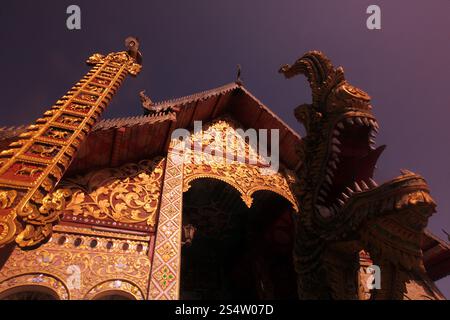 the  Wat Jet Yot  in the old town of the city of Chiang Rai in the north provinz of chiang Rai in the north of Thailand in Southeastasia. Stock Photo