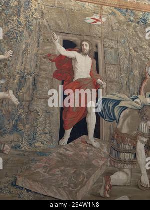 Tapestry of the Resurrection of Our Lord by Raphael in the Vatican Museums, Vatican City, Rome, Italy.  The tapestry is from a painting by Raphael and Stock Photo