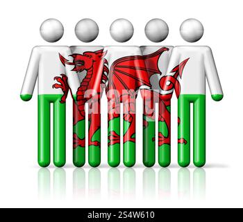Flag of Wales on stick figure - national and social community symbol 3D icon. Flag of Wales on stick figure Stock Photo