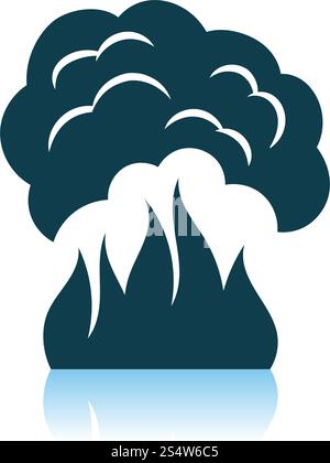 Fire And Smoke Icon. Shadow Reflection Design. Vector Illustration. Stock Vector