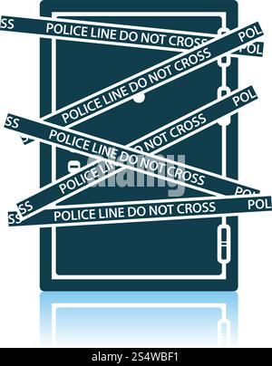 Crime Scene Door Icon. Shadow Reflection Design. Vector Illustration. Stock Vector